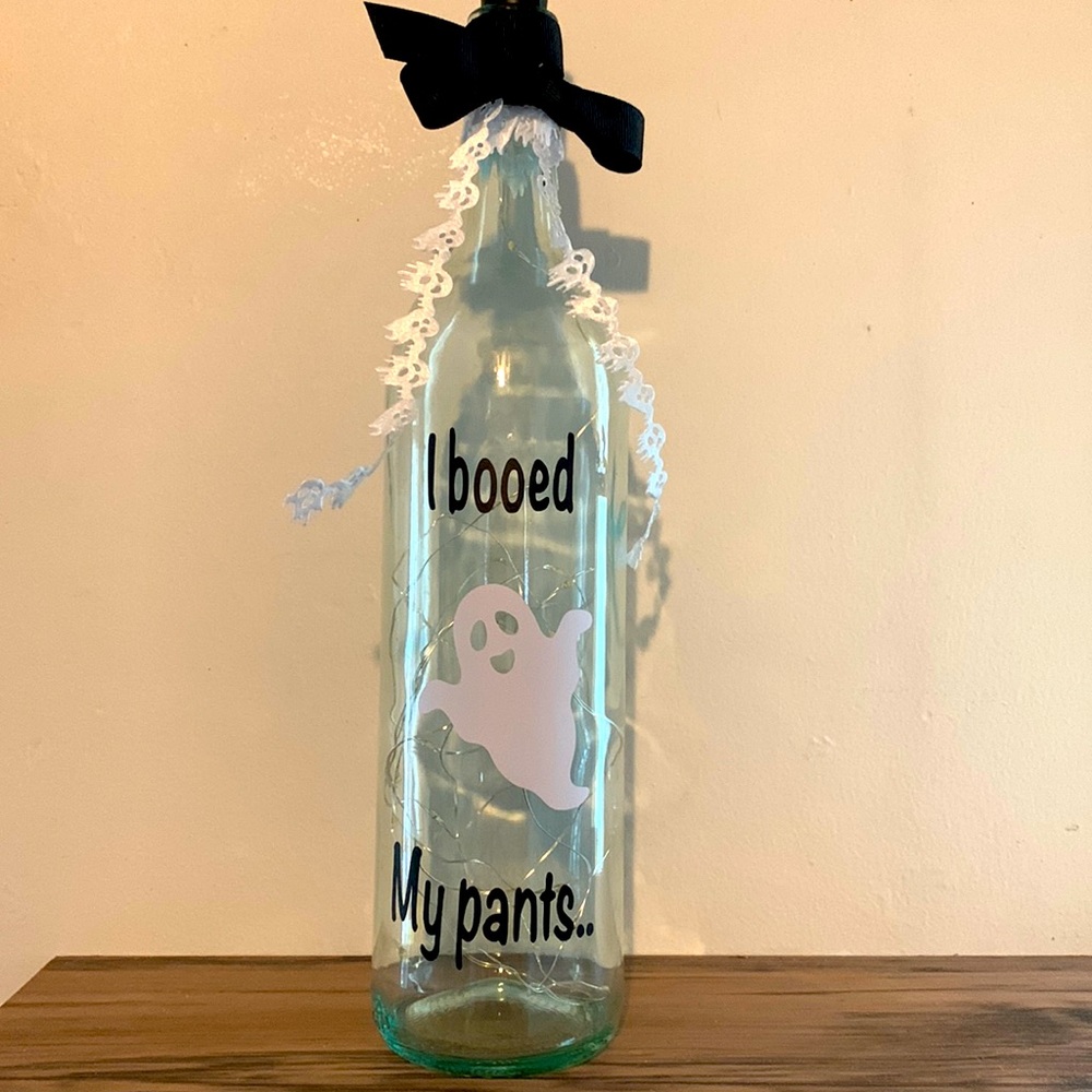 Handmade - ‘I Booed My Pants’ Wine Bottle Lantern